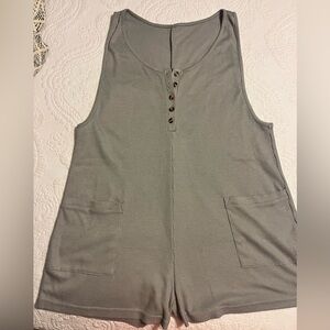 Gray Button-Up Waffle Romper